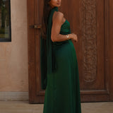 VESTIDO 'GARDEN' VERDE GARRAFA
