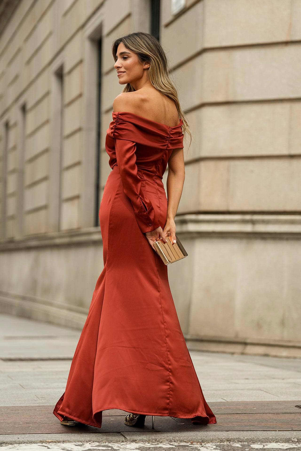VESTIDO 'MONACO' TIJOLO