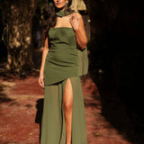 VESTIDO 'MONTE CARLO' VERDE OLIVA