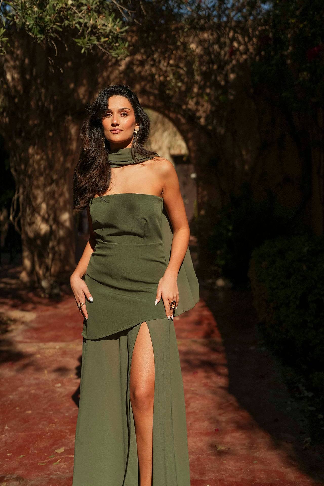VESTIDO 'MONTE CARLO' VERDE OLIVA