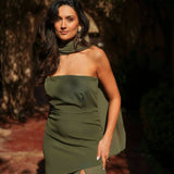 VESTIDO 'MONTE CARLO' VERDE OLIVA