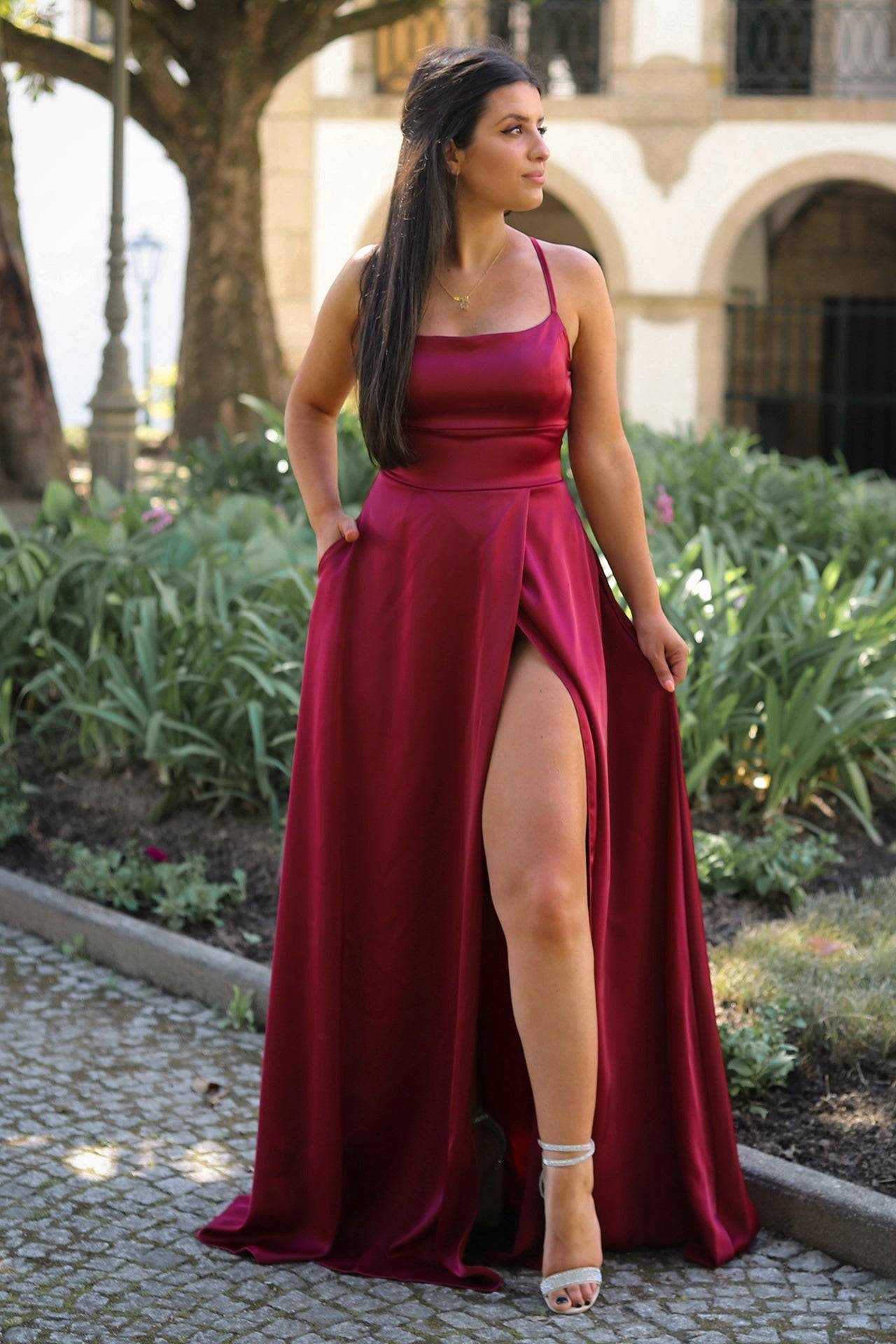 VESTIDO 'SAMANTHA' BORDÔ