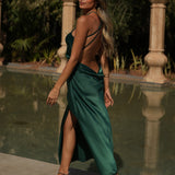 VESTIDO 'DELILAH' VERDE GARRAFA