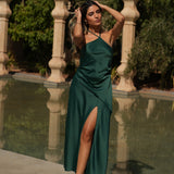 VESTIDO 'DELILAH' VERDE GARRAFA