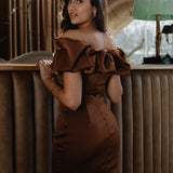 VESTIDO 'ZAHARA' CASTANHO