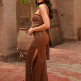 VESTIDO 'BARBARA' CASTANHO