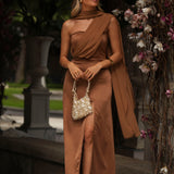 VESTIDO 'GARDEN' CASTANHO