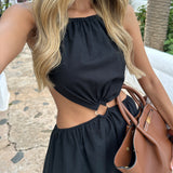 DRESS 'SARDENHA' BLACK (100% Linen)