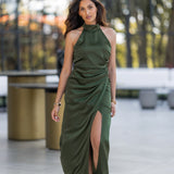 'IRENE' OLIVE GREEN DRESS