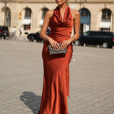 KLEID 'FOSTER' DUNKLES TERRAKOTTA
