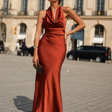 KLEID 'FOSTER' DUNKLES TERRAKOTTA