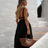 DRESS 'MALLORCA' BLACK (100% Linen)