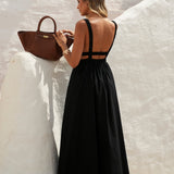 DRESS 'MALLORCA' BLACK (100% Linen)