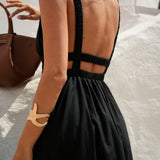 DRESS 'MALLORCA' BLACK (100% Linen)