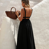 DRESS 'MALLORCA' BLACK (100% Linen)