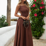 DRESS 'BINIBECA' BROWN (100% Linen)