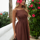 DRESS 'BINIBECA' BROWN (100% Linen)