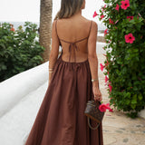 DRESS 'BINIBECA' BROWN (100% Linen)