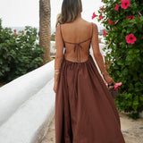 DRESS 'BINIBECA' BROWN (100% Linen)