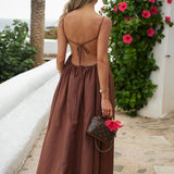 DRESS 'BINIBECA' BROWN (100% Linen)