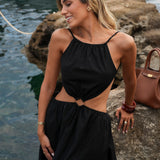 DRESS 'SARDENHA' BLACK (100% Linen)