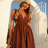 DRESS 'MALLORCA' BROWN (100% Linen)