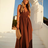 DRESS 'MALLORCA' BROWN (100% Linen)