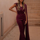 'FABIOLA' BURGUNDY JUMPSUIT