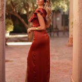 VESTIDO 'ZENDAYA' TIJOLO
