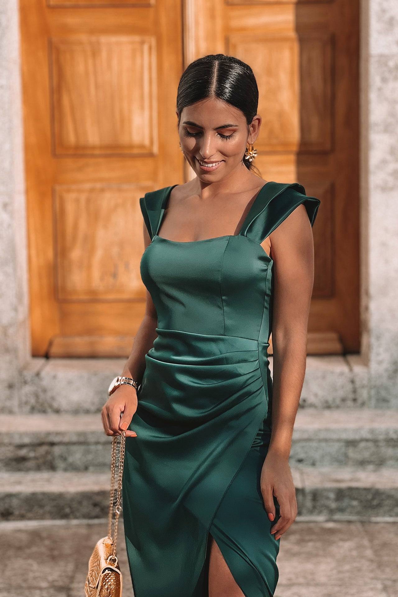 VESTIDO 'VITORIA' VERDE GARRAFA
