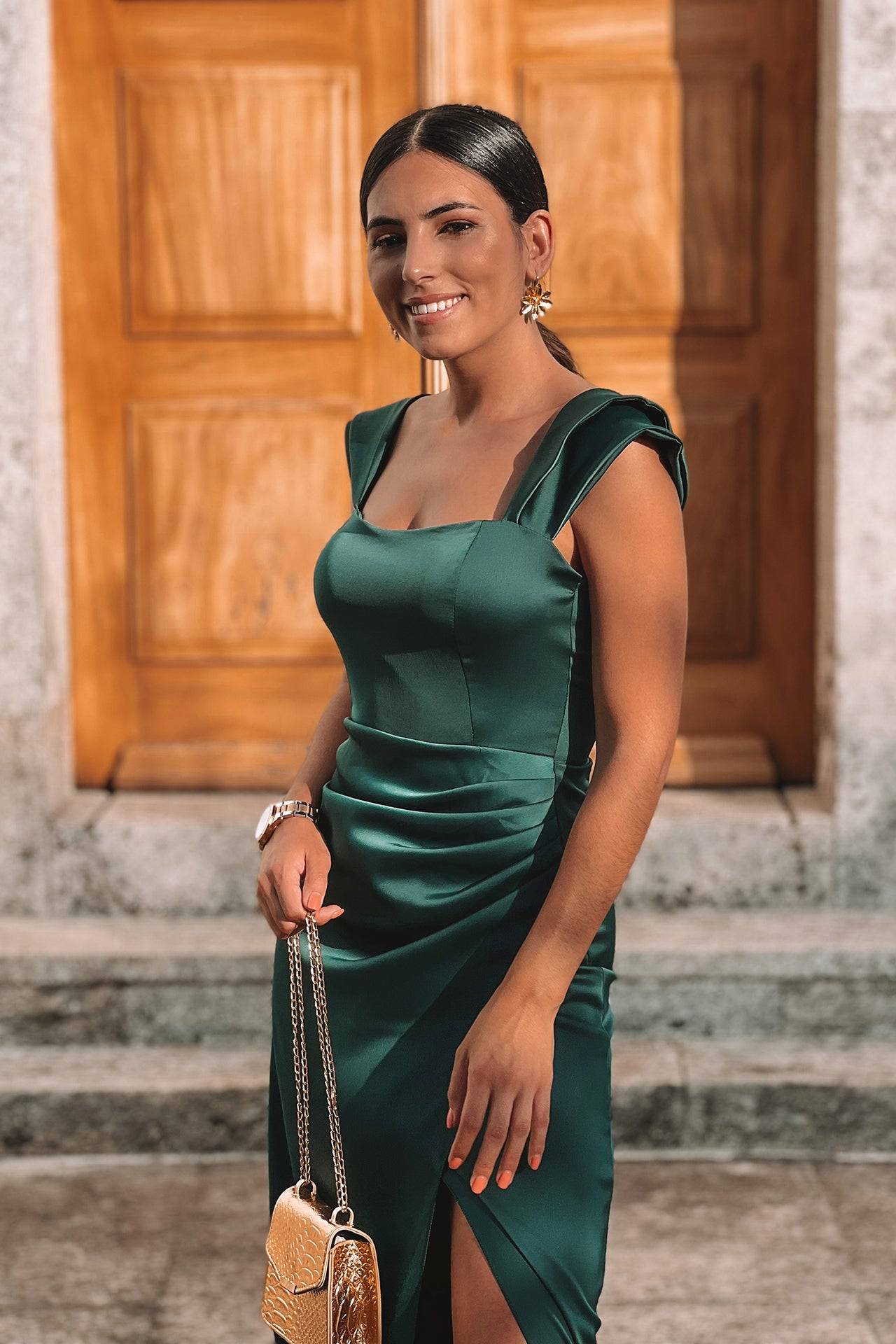 VESTIDO 'VITORIA' VERDE GARRAFA