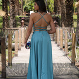 VESTIDO 'SAMANTHA' AZUL GRISÂCEO