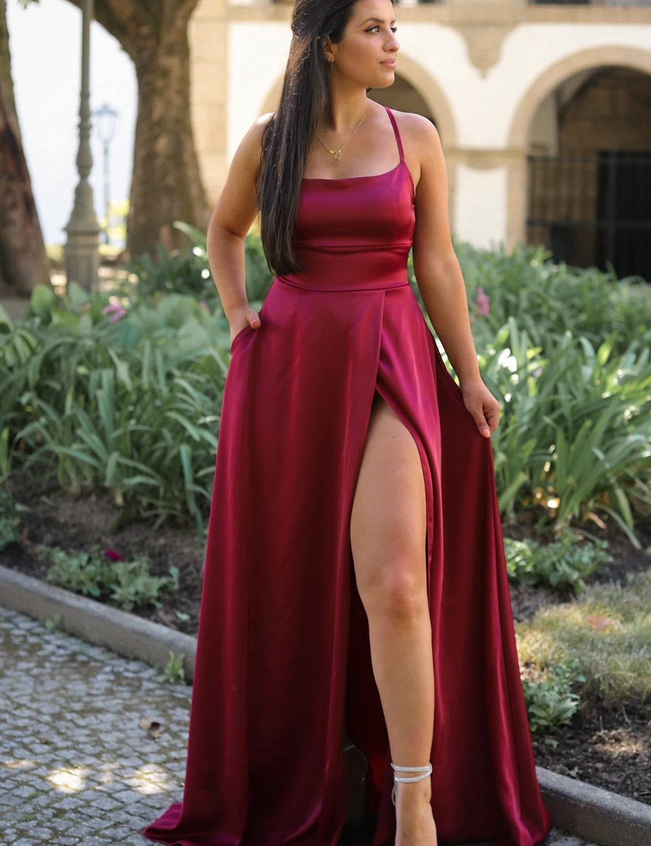 VESTIDO 'SAMANTHA' BORDÔ