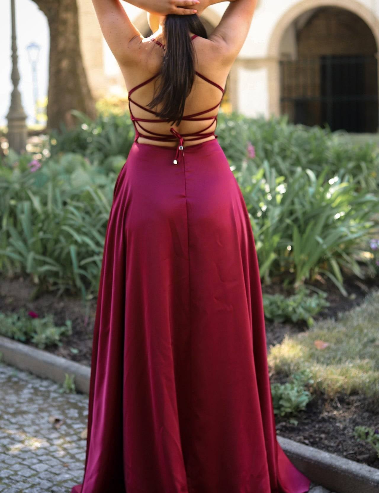 VESTIDO 'SAMANTHA' BORDÔ