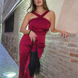 'DUBIA' BURGUNDY JUMPSUIT