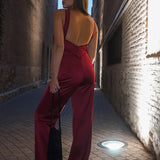 'DUBIA' BURGUNDY JUMPSUIT