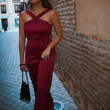 'DUBIA' BURGUNDY JUMPSUIT