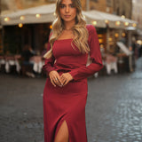 VESTIDO 'DINORA' BORDÔ