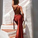 DRESS 'HERA' DARK TERRACOTTA
