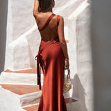 DRESS 'HERA' DARK TERRACOTTA
