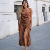 DRESS 'DELILAH' BROWN